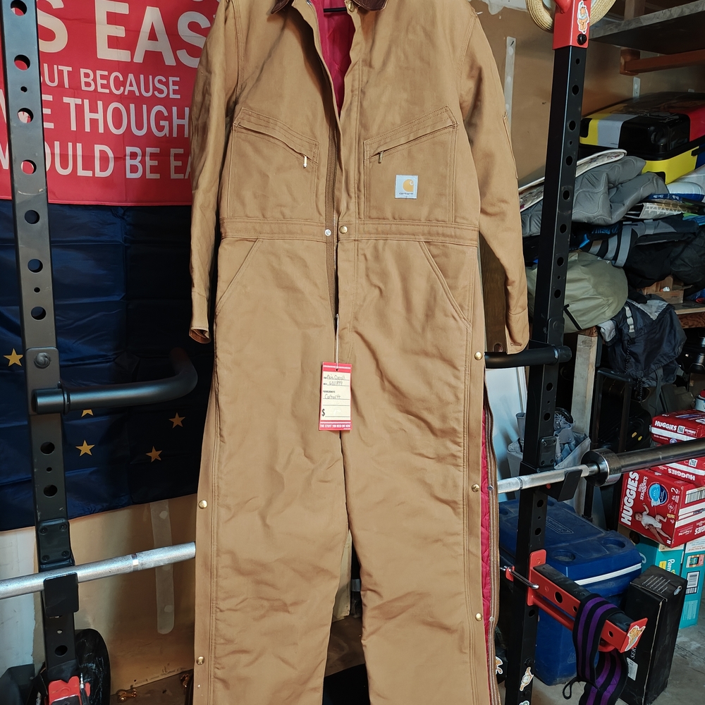 Carhartt Men's Quilted Lined Duck Insulated Coverall Brown regular 40